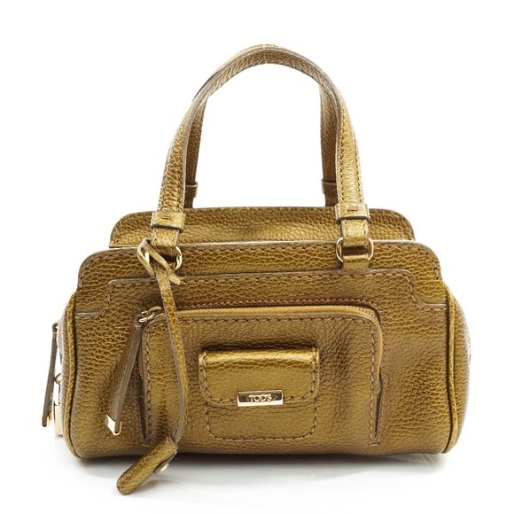 Tods Handbags - Auth Tods Hand Bag Gold Leather #14696T60
